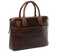 SID & VAIN Sac Ordinateur Portable Cuir véritable 15.4 Pouces Boston Mallette Professionnelle bandoulière Grand pour Hommes et Femmes Serviette de Travail élégant Marron