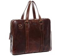 SID & VAIN Sac Ordinateur Portable Cuir véritable 15.4 Pouces Maguire Mallette Professionnelle bandoulière pour Hommes et Femmes Serviette de Travail élégant Marron