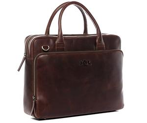 SID & VAIN Sac Ordinateur Portable Cuir véritable 15.4 Pouces Ryan Mallette Professionnelle bandoulière XL Grand pour Hommes et Femmes Serviette de Travail Etudiante Marron