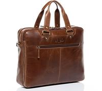 SID & VAIN Sac Ordinateur Portable Cuir véritable 15 Pouces Yann Sac en bandoulière Grand pour Hommes et Femmes Sac Messager Business Marron