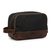 SID & VAIN Trousse de Toilette Cuir véritable Beau nécessaire de Voyage pour Hommes et Femmes Trousse de Maquillage Noir