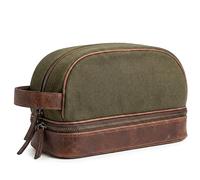 SID & VAIN Trousse de Toilette Cuir véritable Carter nécessaire de Voyage pour Hommes et Femmes Trousse de Maquillage Vert