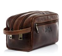 SID & VAIN Trousse de Toilette Cuir véritable GATWICK nécessaire de Voyage Grand pour Hommes et Femmes Trousse de Maquillage Marron