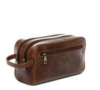 SID & VAIN Trousse de Toilette Cuir véritable GATWICK nécessaire de Voyage Grand pour Hommes Trousse de Maquillage Marron