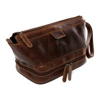 SID & VAIN Trousse de Toilette Cuir véritable Nottingham nécessaire de Voyage Grand pour Hommes Trousse de Maquillage Marron
