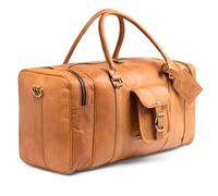 SID & VAIN Weekender Landon en Cuir Vintage I Sac de Sport Grand Format pour Homme 50 cm I Sac de Voyage Bagage à Main Marron Clair Fait Main