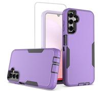 Sidande Coque pour Galaxy A14 Case, pour Samsung A14 5G SM-A146U Coque avec Protection d'écran en Verre trempé, Double Couche Coque de Protection Étui pour Samsung Galaxy A14 Violet Noir