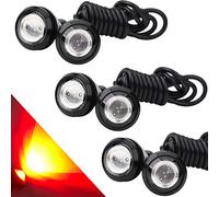 Sidaqi 6Pcs Rouge 23 mm Eagle Eye LED Haute Puissance 9W Voiture Moto DRL Lumière Diurne de Feu de Brouillard Feu Inversant la Lumière Marqueur Lumière 12V étanche