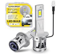 Sidaqi Ampoule H1 LED Voiture avec ventilateur 6000K Blanc 1:1 Mini Taille Kit de conversion H1 120W 32000LM 12V LED H1 phares, feux antibrouillard, Plug and Play 2PCS