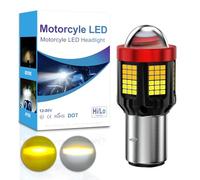 Sidaqi Ampoule LED BA20D 12-80V Blanc&Jaune, 2800 lm,H6 S2 LED Phare Avant Moto kit de conversion tout-en-un à faisceau haut/bas pour moto scooter