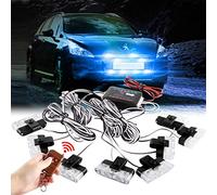 Sidaqi Bleu 16 LED Grille Stroboscope Feux D'avertissement Dash Deck Visor Police Flash Lights Voiture Camion Ambulance Lumières Stroboscopiques D'urgence Avec Télécommande Sans Fil 12V