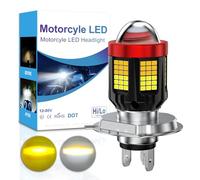 Sidaqi H4 LED Ampoule de phare de moto jaune&blanc, mise à niveau 2024 2800 lm, luminosité 300% HB2 9003 H4, kit de conversion tout-en-un à faisceau haut/bas pour moto scooter 12-80V