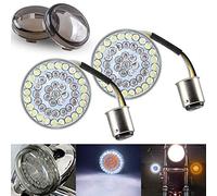 Sidaqi LED 1157 Clignotants DRL 2 "Bullet Style Indicateur LED Avant Arrière Feux Arrière Drving Feux de jour avec couvercle de lentille fumée Ambre et blanc, 2 PACK