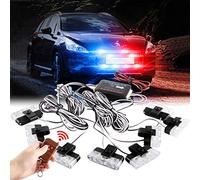 Sidaqi Rouge Bleu 16 LED Grille Stroboscope Feux D'avertissement Dash Deck Visor Police Flash Lights Voiture Camion Ambulance Lumières Stroboscopiques D'urgence Avec Télécommande Sans Fil 12V