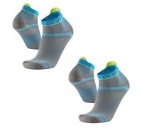 Sidas Lot de 2 Paires Chaussettes Run Feel Course à Pied, 3 bandes de grip anti-dérapantes, Tricotage aéré, Gestion des odeurs, Chaussettes Running Homme et Femme