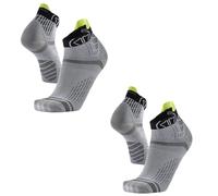Sidas Lot de 2 Paires Chaussettes Run Feel Course à Pied, 3 bandes de grip anti-dérapantes, Tricotage aéré, Gestion des odeurs, Chaussettes Running Homme et Femme
