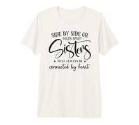 Side by Side Miles Apart Sisters Connected by Heart Sister T-Shirt Haut de Gamme