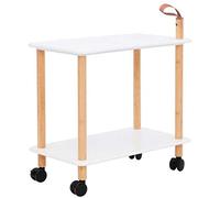 Side Table End Table Coffee Laptop Wood Frame and Rolling Castors Living Room Bedroom Balcony Storage Box (Color : T-Handle) (Leather Handle)