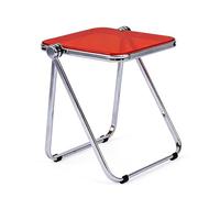 Side Table Pliable en Acrylique Transparent, Table d'appoint Basse Transparente Minimaliste, Portable pour canapé, pour la décoration intérieure la Maison(Red,40x35cm)