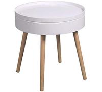 Side Table Side Table Desk End Bedside Sofa Round Bedroom Mini Mobile Creative Multifunction Storage Box (Color : Gray) (White)