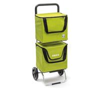 Sidebag Modulobag Chariot de Courses 2 Roues - 2 Sacs Amovibles 20L Dont 1 Isotherme - Structure Pliable, Léger et Compact - Support Rigide - Fabriqué en France (Vert Anis)