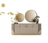 Sideboard 2x miroir Salon Design Meubles de luxe Console Lowboard Beige