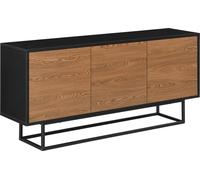 Sideboard Boxholm avec 3 portes d'armoire 120x30x55cm Commode Armoire murale Armoire de salon Structure métallique Noir/Ton bois foncé