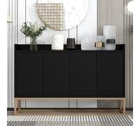 Sideboard, commode avec étagères réglables et cadre métallique doré, commode avec 4 portes, buffet, largeur : 120cm