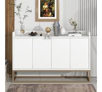 Sideboard, commode avec étagères réglables et cadre métallique doré, commode avec 4 portes, buffet, largeur : 120cm