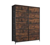 Sideboard Commode - Industrial - Pour le salon ou la chambre à coucher - Avec 12 tiroirs - Tissu et cadre en acier - Commode à tiroirs - Armoire de rangement