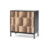Vicco Sideboard Eliza, Noir/chêne, 80x81.2cm | avec 2 portes, Mécanisme push-to-open et surface facile d’entretien