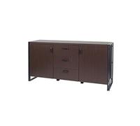 Sideboard Hwc-A27, Commode Armoire, Structure 3d 2 Compartiments De Rangement 80x160x40cm Mvg-Certifié Mdf Métal Brun Foncé Multicolore