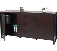 Sideboard Hwc-A27, Commode Armoire, Structure 3d 2 Compartiments De Rangement 80x160x40cm Mvg-Certifié Mdf Métal Brun Foncé Multicolore