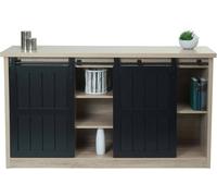Sideboard Hwc-K75, Highboard Étagère Armoire, Porte Coulissante 7 Compartiments, Aspect Bois Métal Industriel 84x150x40cm Naturel Multicolore