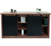 Sideboard Hwc-K75, Highboard Étagère Armoire, Porte Coulissante 7 Compartiments, Aspect Bois Métal Industriel 84x150x40cm Brun Multicolore