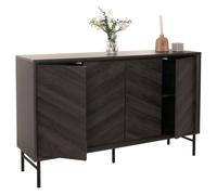 Sideboard HWC-M50, Armoire Commode Highboard Buffet, bois massif de manguier 94x151x40cm gris foncé