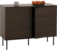Sideboard HWC-N78, Commode Armoire Buffet, style scandinave Métal Bois Mélamine MVG 86x110x40cm ~ brun foncé