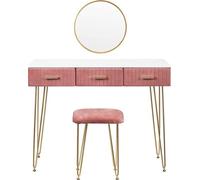 Sideboard moderne Coiffeuse avec tabouret Miroir Tiroirs Coiffeuse pour chambre rose/gris Maquillage Meubles,Rosa,GERMANY