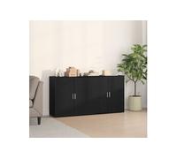Sideboards 2 pcs Noir Chêne 79x38x80 cm Bois d ingénierie