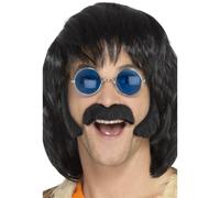 Sideburns & Moustache Hippie Accessoire Déguisement Adultes Noir 1960s 70s