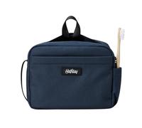 Sidecar Trousse de toilette compacte avec pochette étanche, poches en maille, porte-brosse à dents et boucle de suspension - Organiseur de trousse de toilette pour homme et femme, bleu marine