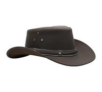 SideWinder Cowboy Chapeau Cuir de Vachette Western Chapeaux Aussie Style Vintage Outback Shapeable Bush Hommes Femmes Brun Noir Toutes Les Tailles