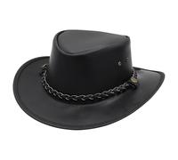SideWinder Cowboy Chapeau Cuir de Vachette Western Chapeaux Australien Style Vintage Outback Bush Hommes Femmes Brun Noir Toutes Les Tailles