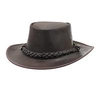 SideWinder Cowboy Chapeau Cuir de Vachette Western Chapeaux Australien Style Vintage Outback Bush Hommes Femmes Brun Noir Toutes Les Tailles