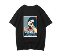 Sidhu Moose Wala Tshirt 100% Cotton Men Short Sleeve T-Shirt Harajuku Graphic Punk Tee-Shirt Legends Never Die Letter Print Tees Black XXL