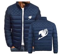 SIDHU Veste d'hiver pour Homme pour Fairy Tail, légère, isolée, Pliable, vêtements d'extérieur, Fermeture éclair complète, Chaud, Court, Manteau en Coton rembourré pour Homme,Navy-S
