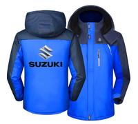 SIDHU Veste d'hiver Zippée Homme pour SUZ-uki, Veste De Ski avec Capuche Amovible, Veste De Neige Polaire Coupe-Vent De Montagne Imperméable Manteau De Randonnée De Marche en Plein Air,Blue-M