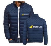 SIDHU Vestes d'hiver pour Hommes pour Bruce Lee, Manteau en Coton léger, isolé et Pliable, Fermeture éclair complète, Chaud, Court, rembourré, vêtements d'extérieur pour Hommes,Navy-XL