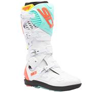 Sidi Crossfire 3 SRS Bottes Motocross, Blanc/Menthe néon/Corail néon, Taille 45