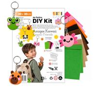 SIDI Feutrine Créative Kit DIY Animaux Kawaii pour Enfants 6 Porte-clés | Sans aiguilles ni coutures, pièces faciles à coller, activité créative pour enfants, idéale pour les cadeaux et ateliers